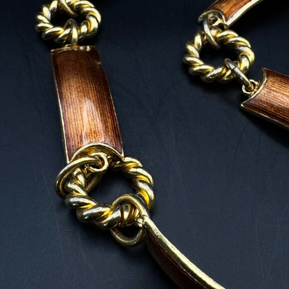 Vintage 1970\'s Gucci Chain Link Belt Bronze Enamel Goldtone Rare main image 6